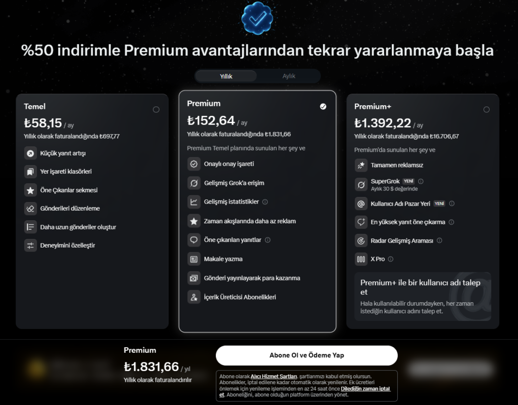X Pro özelliği Premium Plus'a geçti