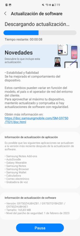 Samsung Galaxy S10 güncelleme