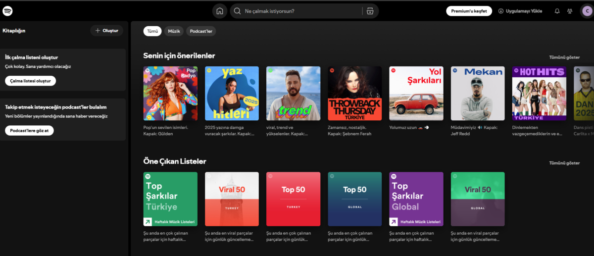 Spotify hesap oluşturma işlemi başarılı