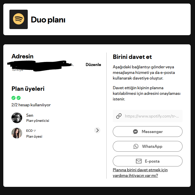 Spotify Duo Premium ekleme