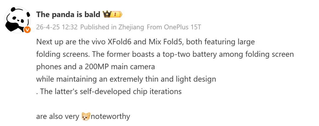 vivo X Fold 6 ve Xiaomi Mix Fold 5 rakip olarak geliyor